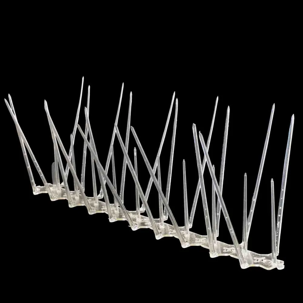 ProNet transparent 3 row bird spikes with polycarbonate base for pigeon control on ledges and balconies